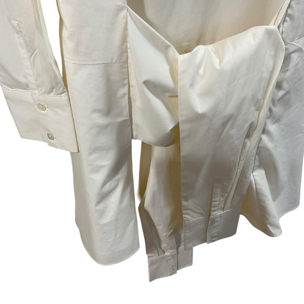 Derek Lam 10 Crosby White Tie-Front Shirt Dress | Peplum Hem ,Chic Minimalist LG - Picture 7 of 16
